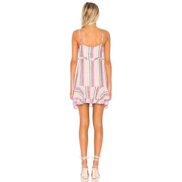 Rails Martina Linen Blend Sleeveless Mini Dress Small Avila Stripe Ruffled Pink - Picture 6 of 13
